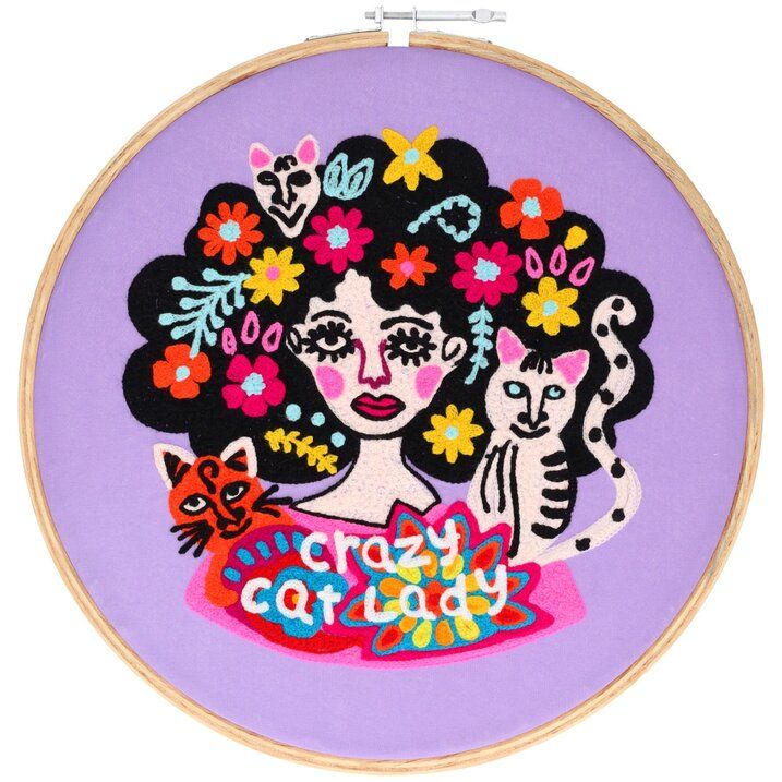 Wanddekoration Stickerei Crazy Cat Lady - Gift Company