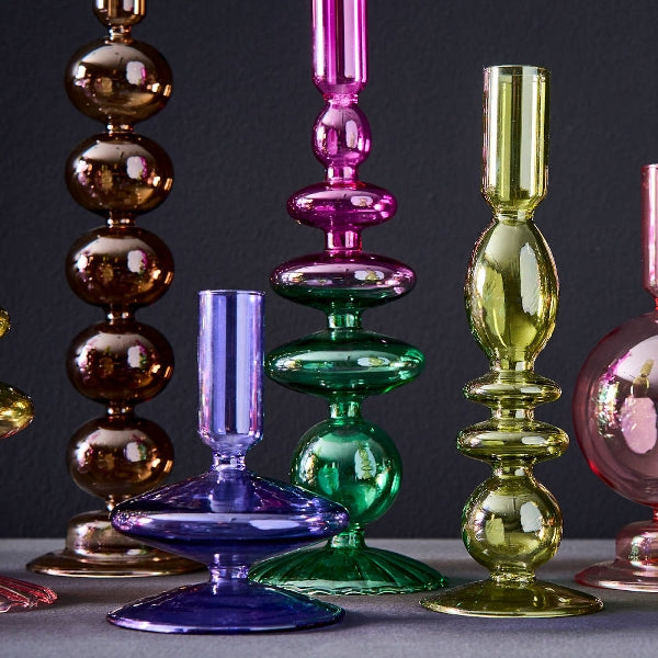 Kandelaar Glas Paars Groen - Werner Voß