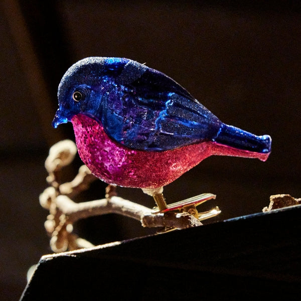 Christmas Ornament Bird Blue Pink