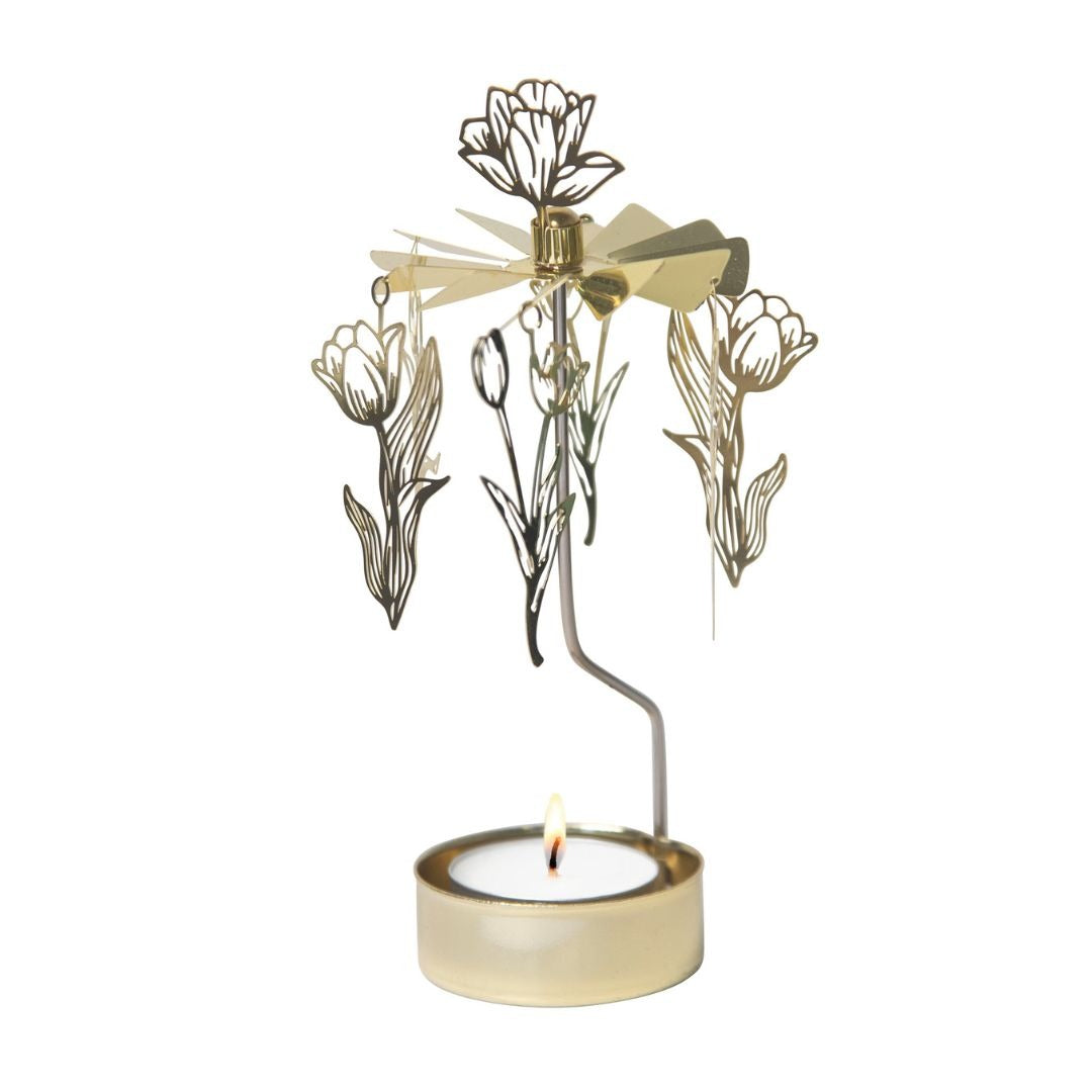 Rotating Tealight Holder Tulips Gold - Pluto