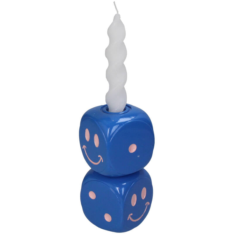 Kandelaar Smiley Dice Blauw - Kersten