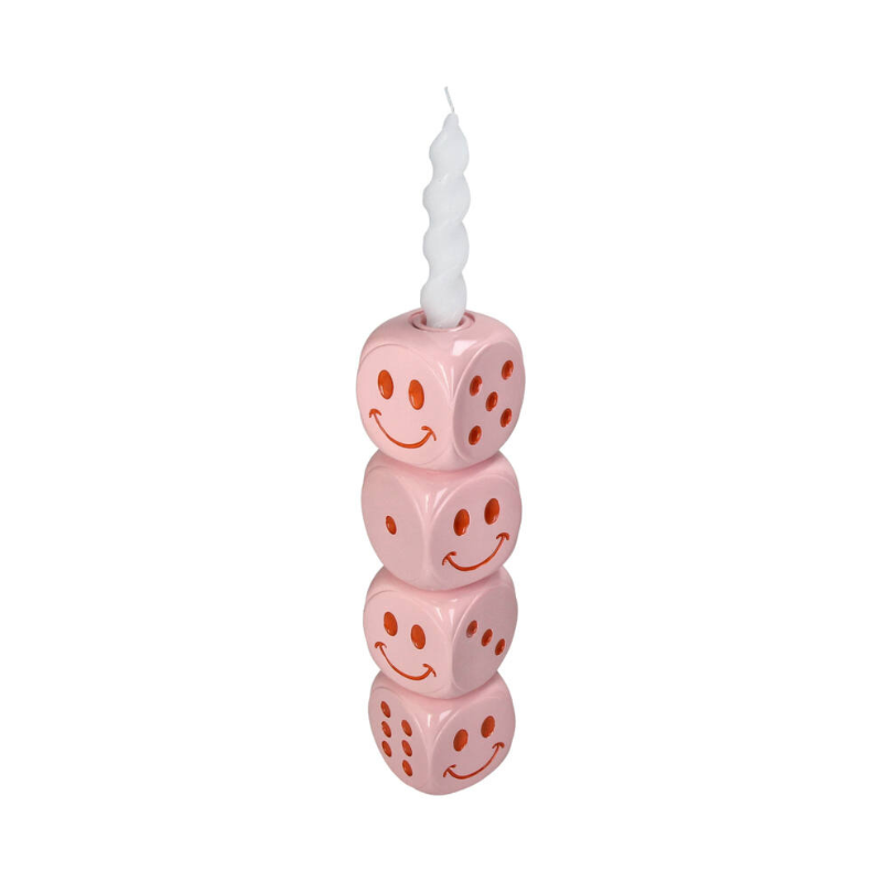 Kandelaar Smiley Dice Roze - Kersten