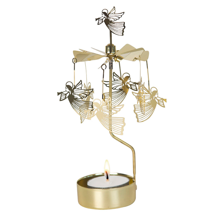 Rotating Tealight Holder Angels Gold - Pluto