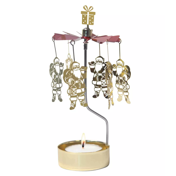 Rotating Tealight Holder Santa Claus Gold - Pluto