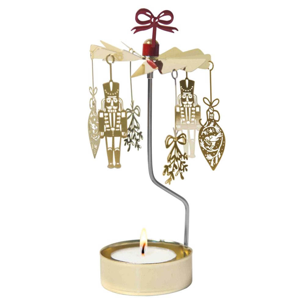 Roterende Waxinelichthouder Noël Nutcracker Goud - Pluto