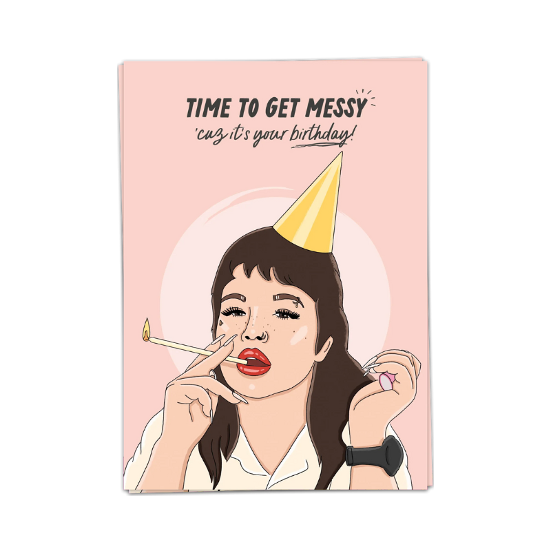 Messy Birthday Card - Blanche Card
