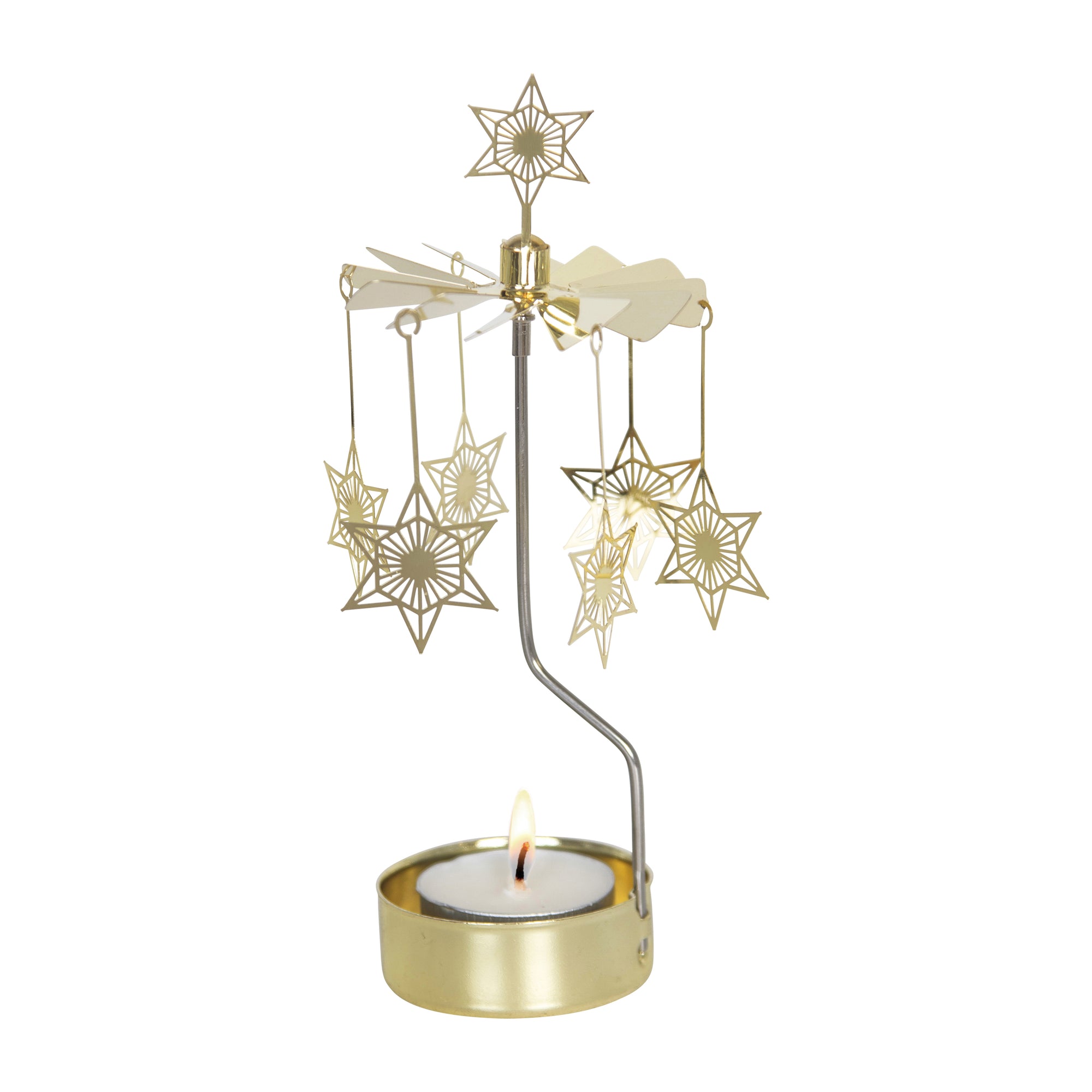 Rotierender Teelichthalter Art Deco Stern Gold - Pluto
