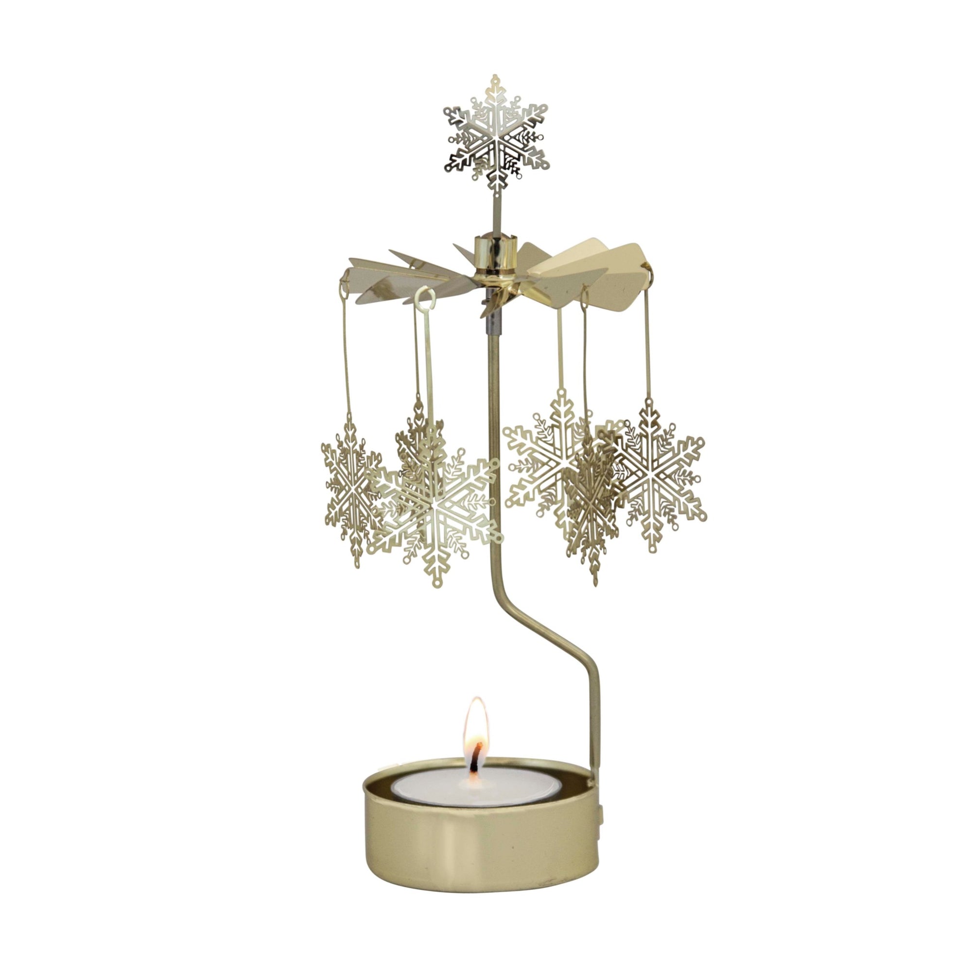 Rotierender Teelichthalter Schneeflocke Gold - Pluto