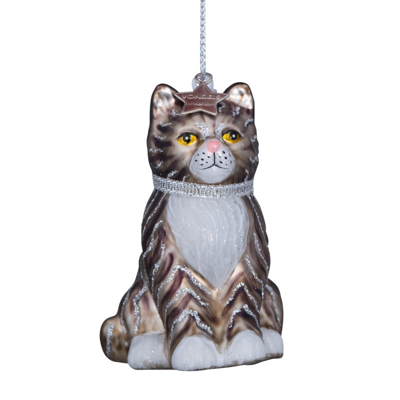 Christmas Ornament Cat White Gray - Vondels
