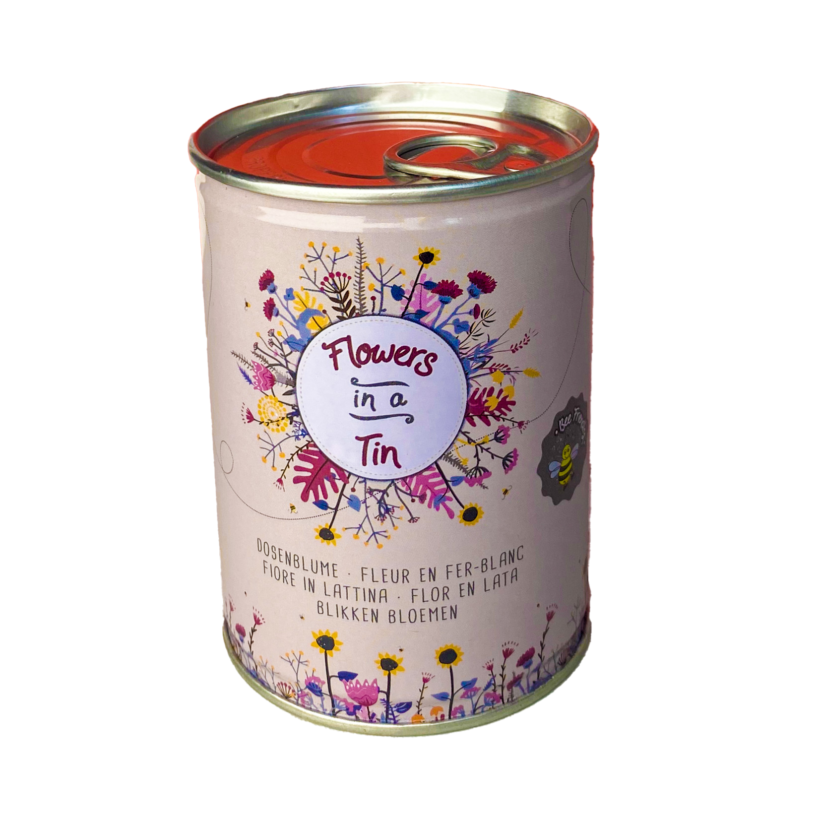 flowers in a tin