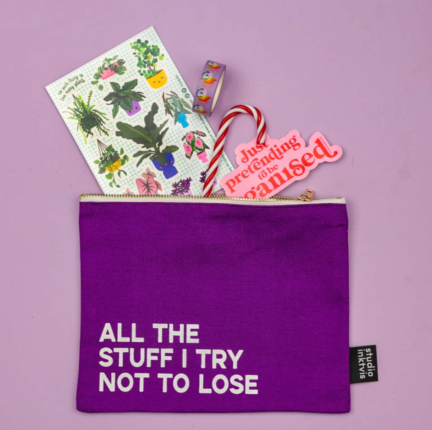 Etui Canvas All The Stuff Paars - Studio Inktvis