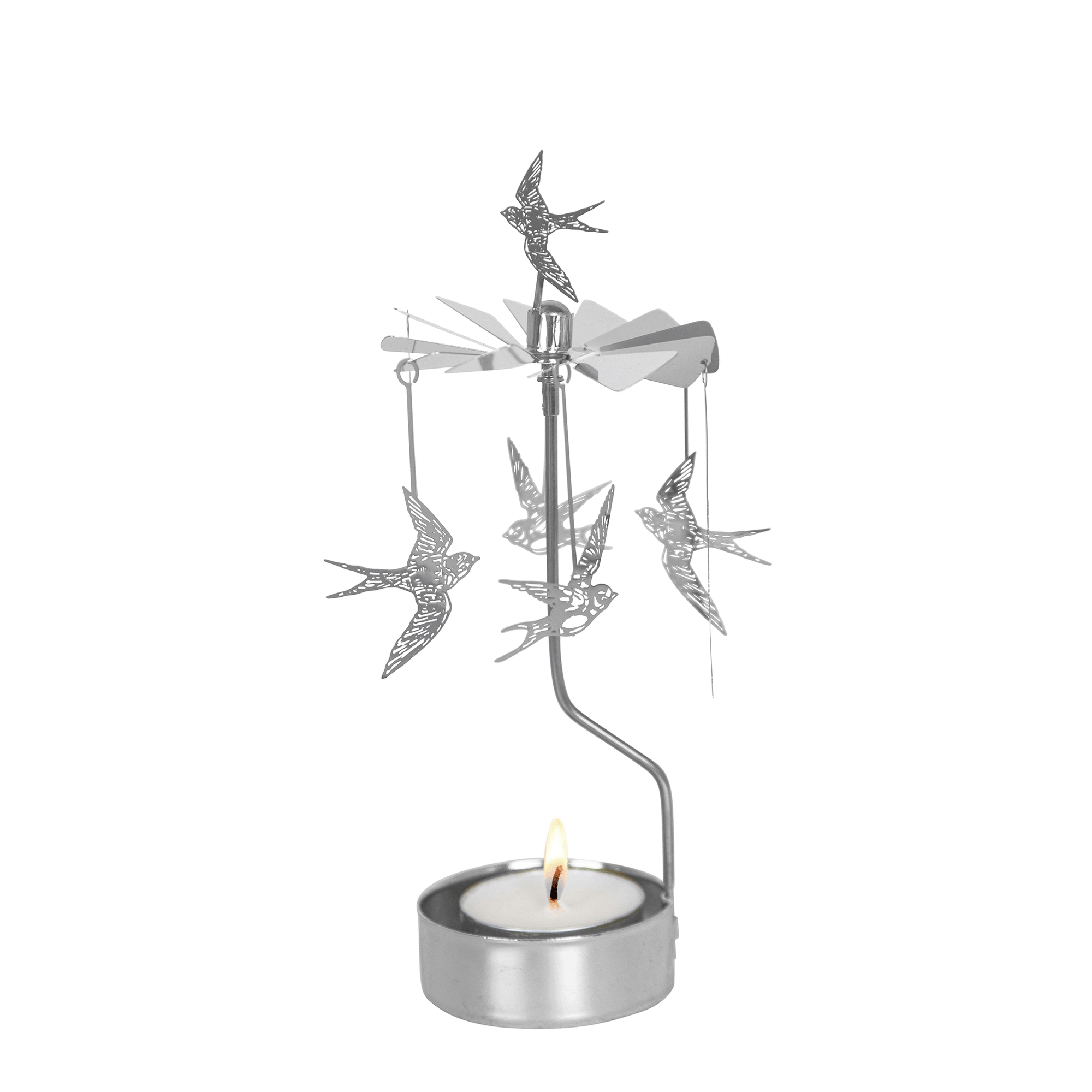 Rotierender Teelichthalter Zwaluw Silver - Pluto