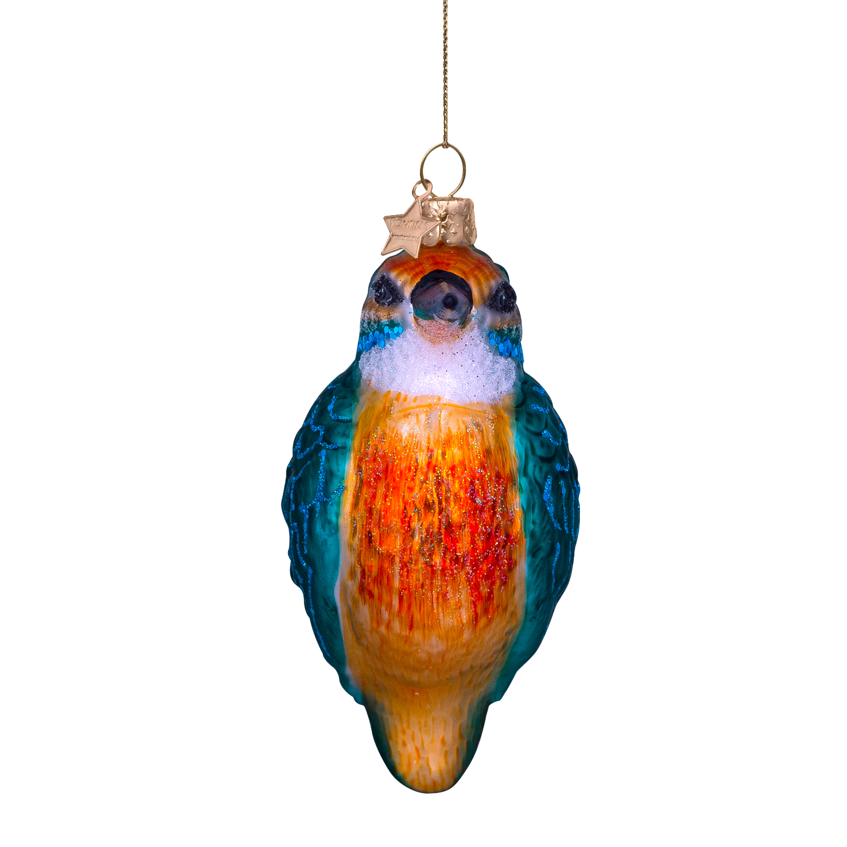 Kerst Ornament IJsvogel Blauw Oranje - Vondels