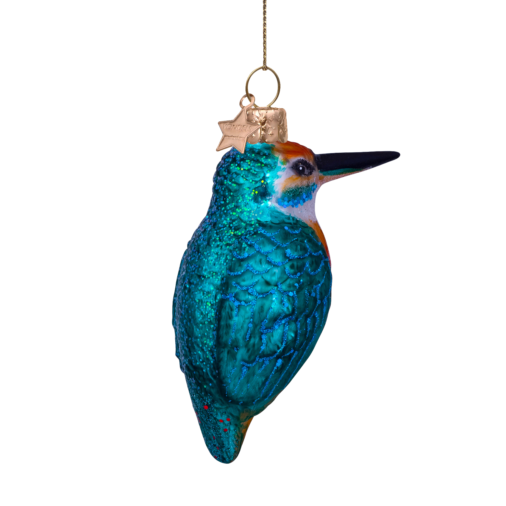 Kerst Ornament IJsvogel Blauw Oranje - Vondels