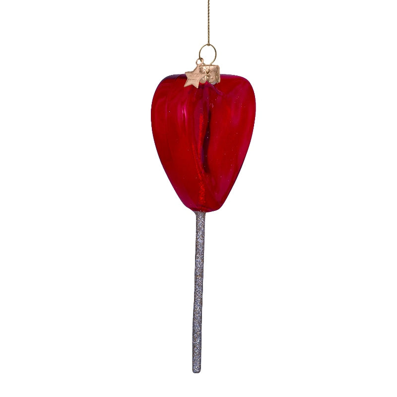 Kerst Ornament Rood Hart Lolipop – Vondels