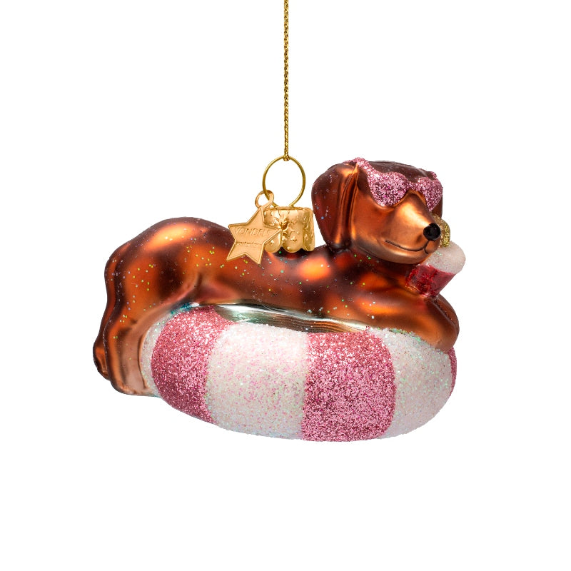 Kerst Ornament Hond Op Zwemband – Vondels