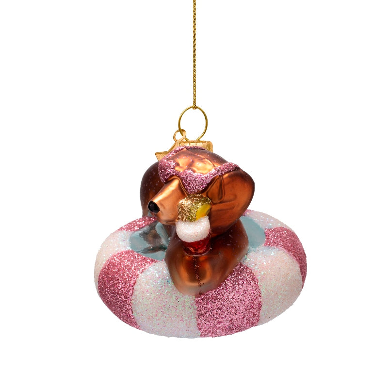 Kerst Ornament Hond Op Zwemband – Vondels