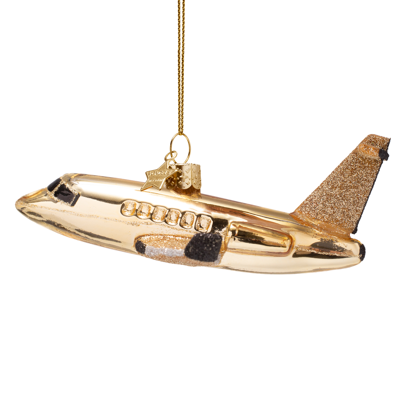 Kerst Ornament Vliegtuig Goud - Vondels