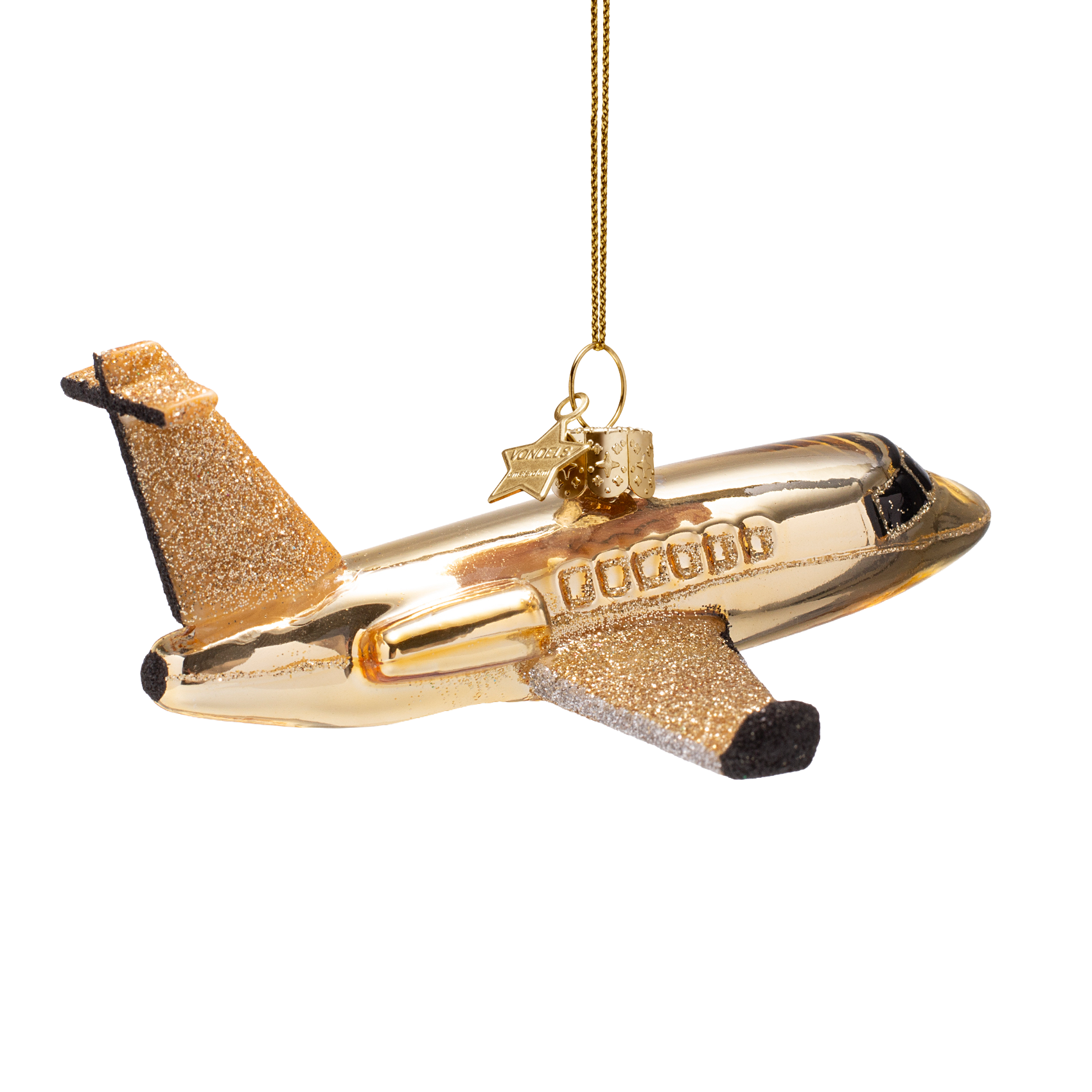 Kerst Ornament Vliegtuig Goud - Vondels