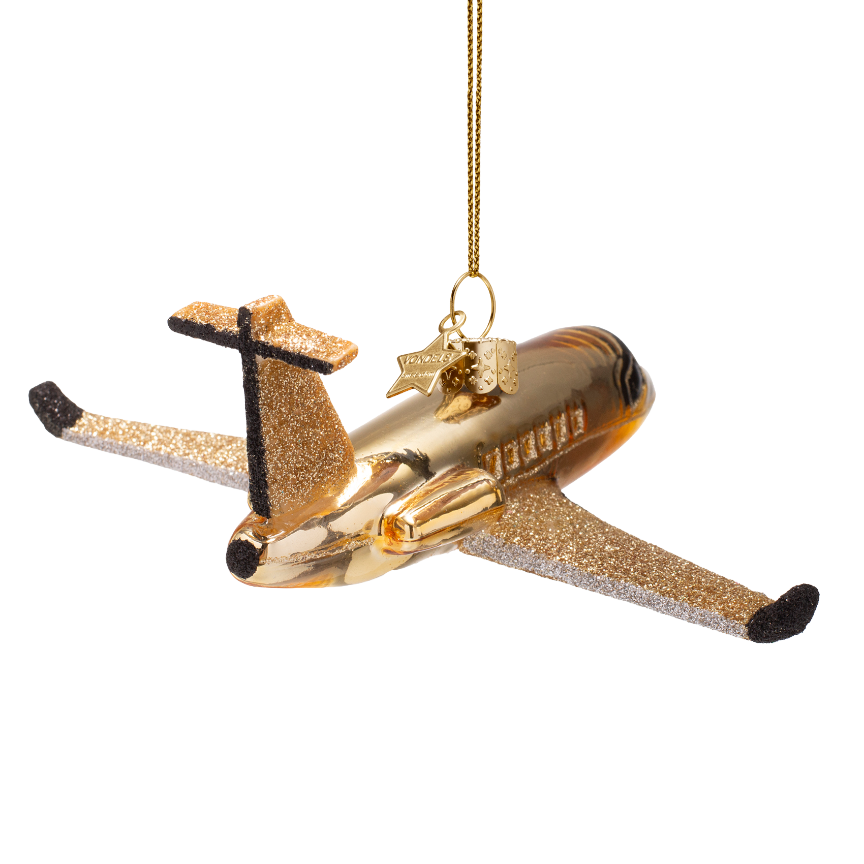 Kerst Ornament Vliegtuig Goud - Vondels