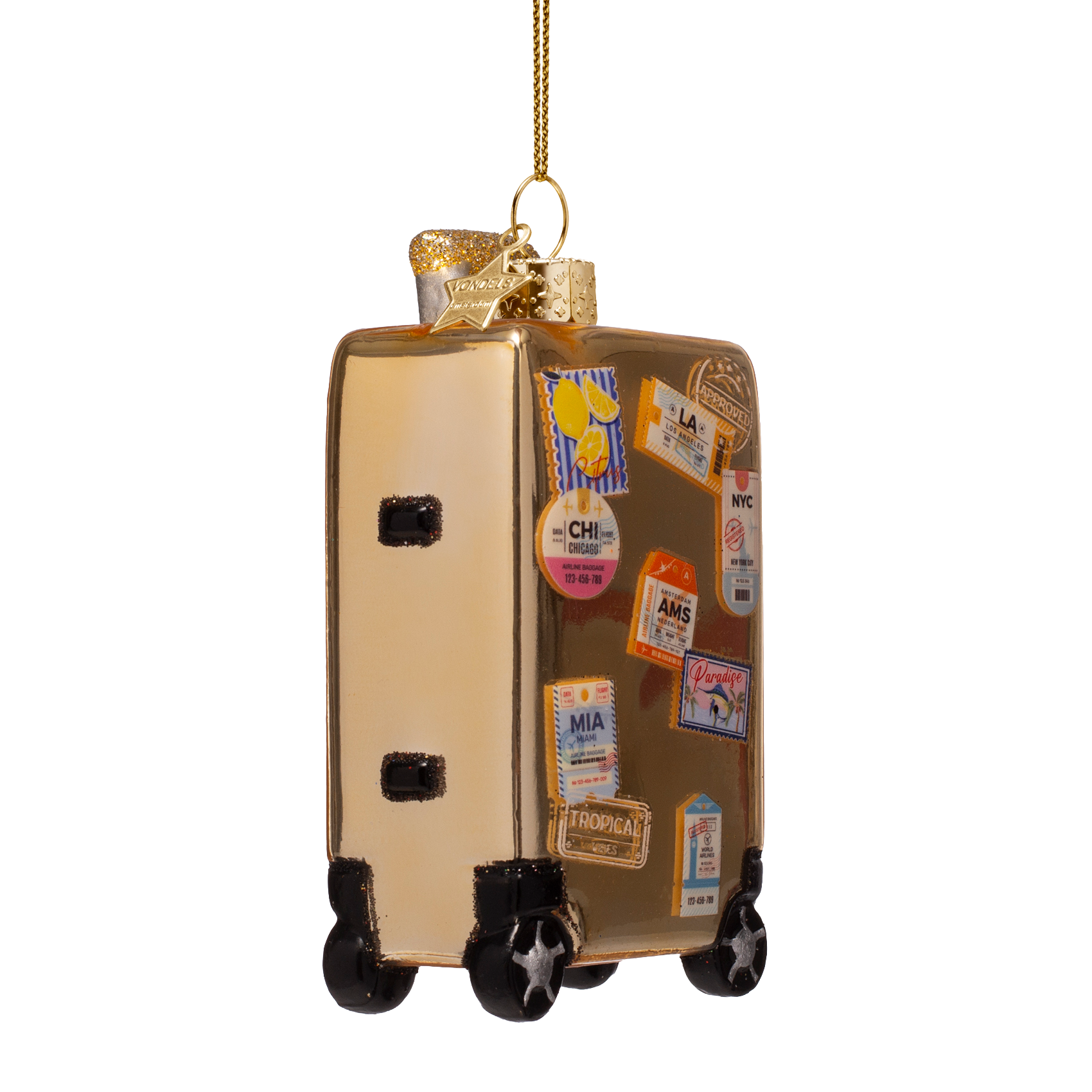 Kerst Ornament Koffer Goud - Vondels