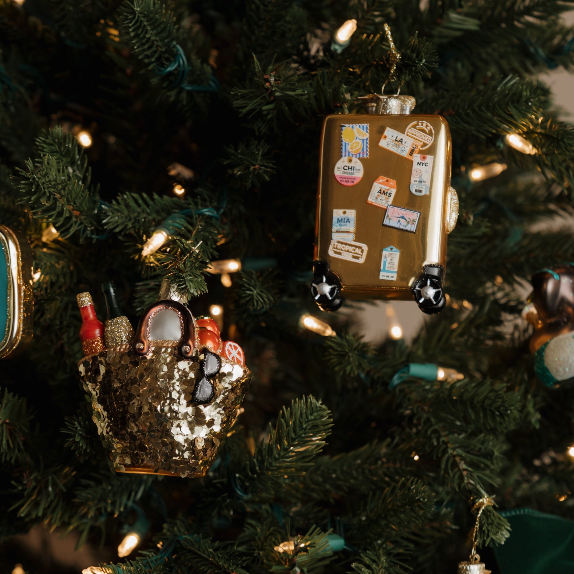 Kerst Ornament Koffer Goud - Vondels