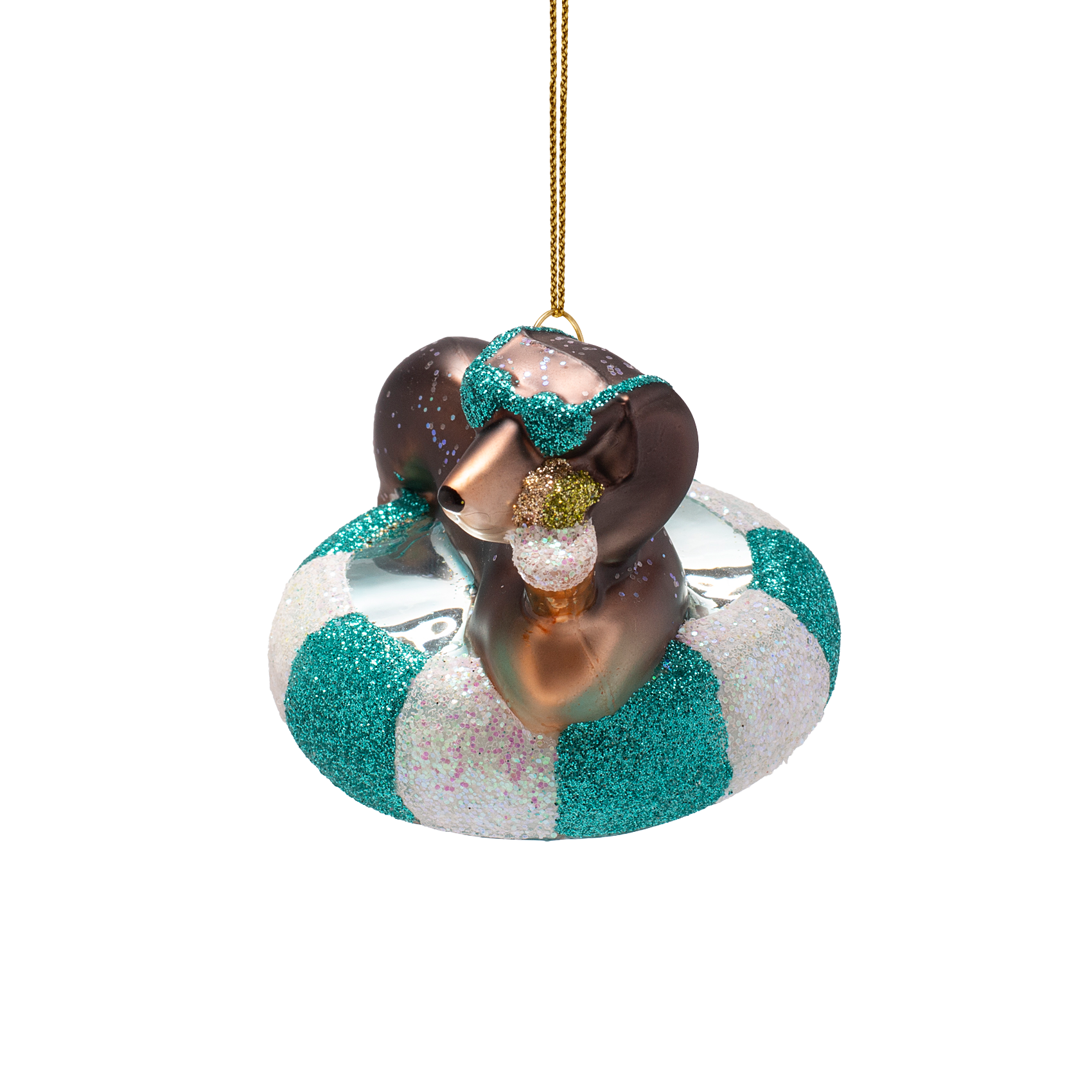 Kerst Ornament Hond op Blauwe Zwemband - Vondels