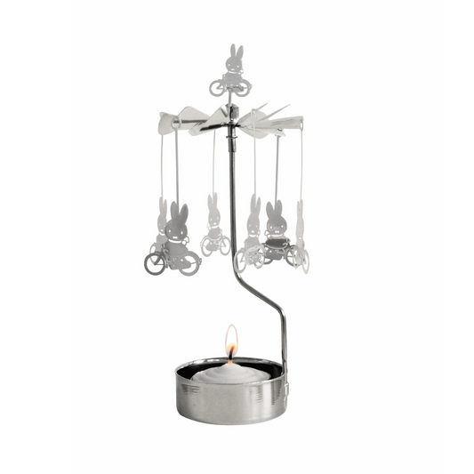 Rotating Tea Light Holder Miffy On The Bicycle Silver - Pluto