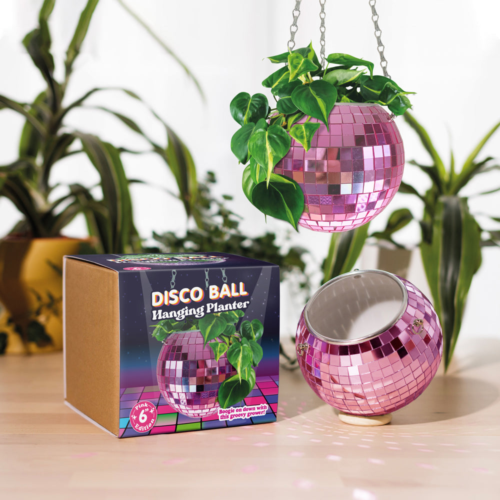 Hanging pot Disco ball Pink
