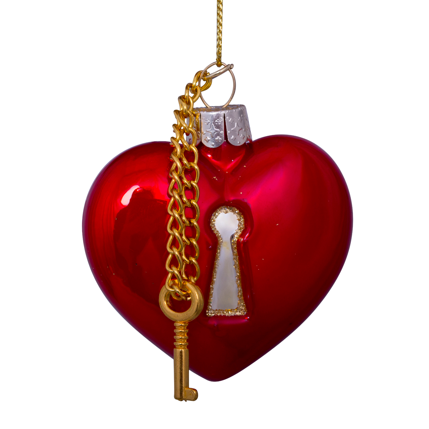 Kerst Ornament Hart met Slot Rood - Vondels