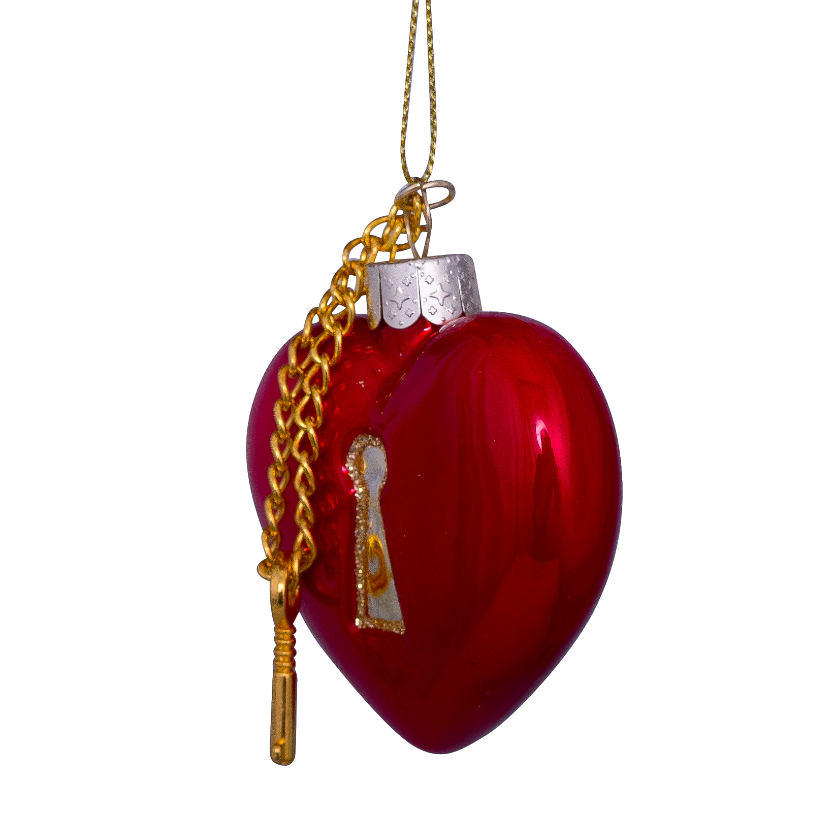 Kerst Ornament Hart met Slot Rood - Vondels