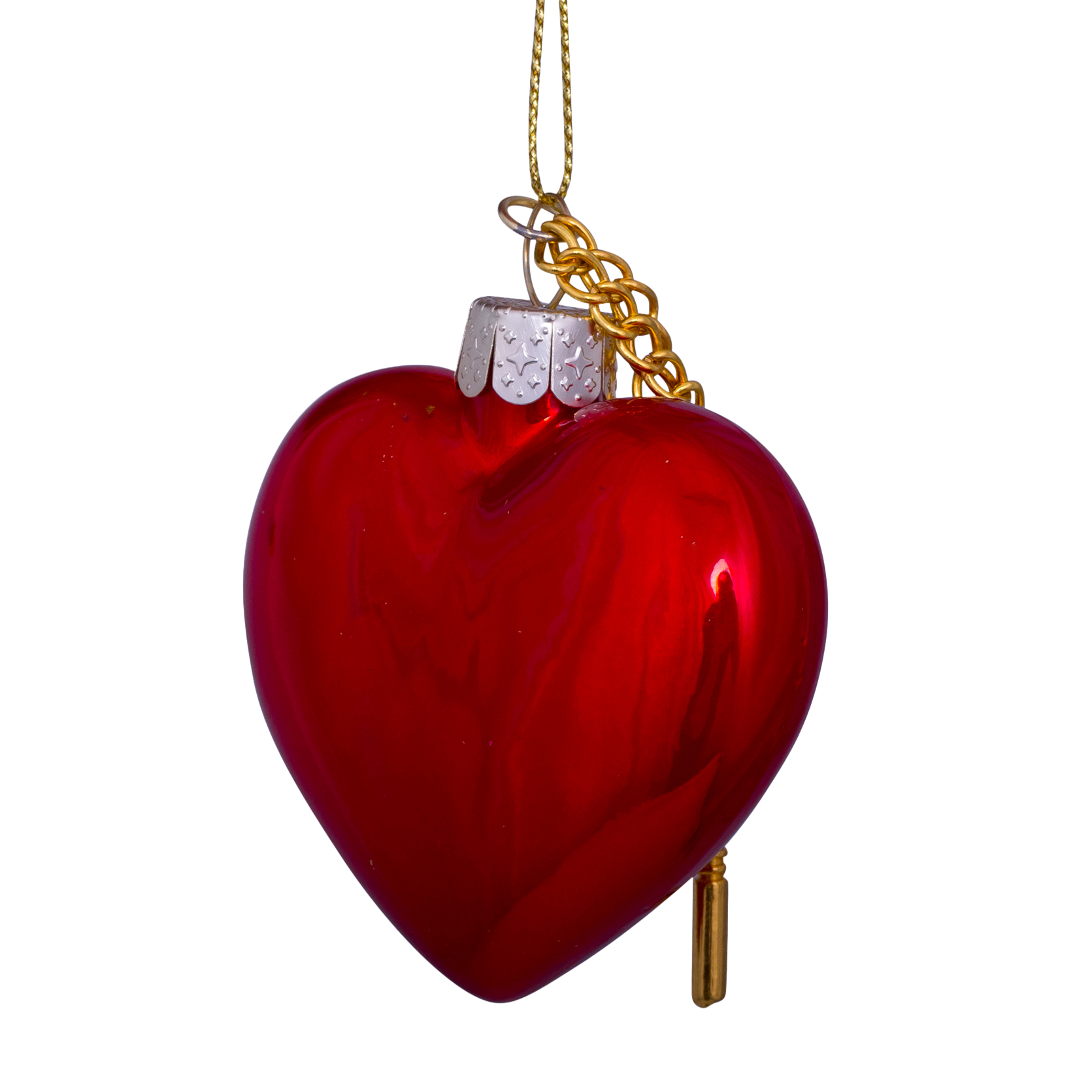 Kerst Ornament Hart met Slot Rood - Vondels