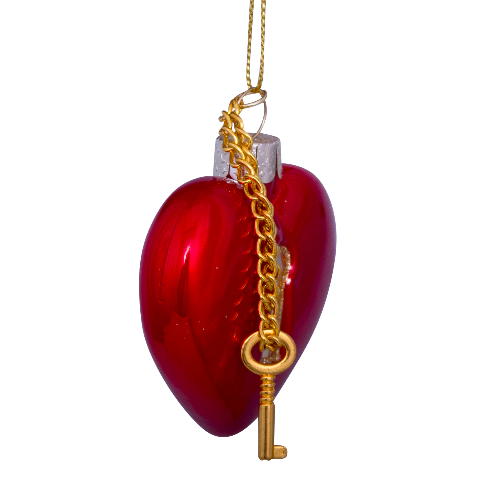 Kerst Ornament Hart met Slot Rood - Vondels