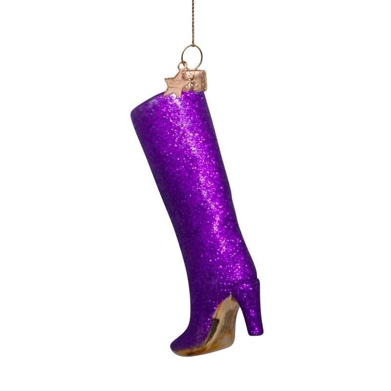 Christmas Ornament Purple Glitter Boat - Vondels