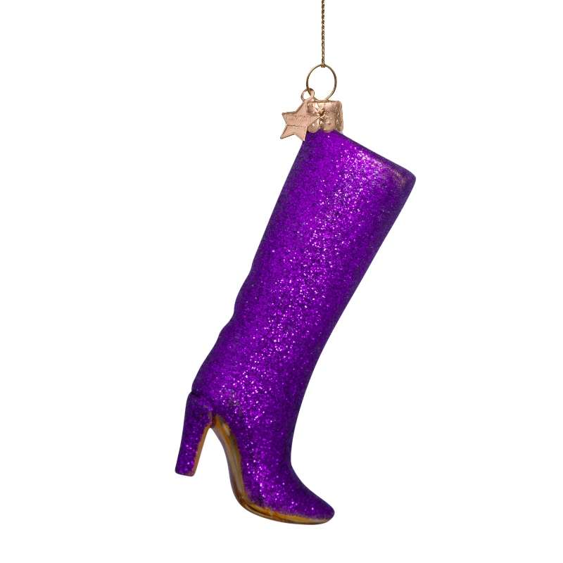 Christmas Ornament Purple Glitter Boat - Vondels