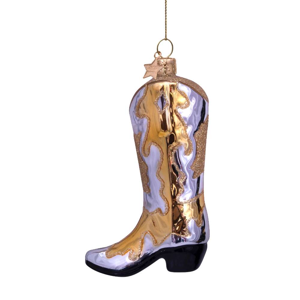 Kerst Ornament Cowboy Boot Zilver Goud - Vondels