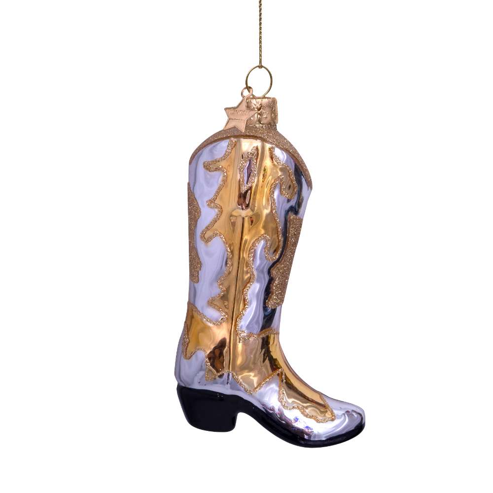 Christmas Ornament Cowboy Boot Silver Gold - Vondels