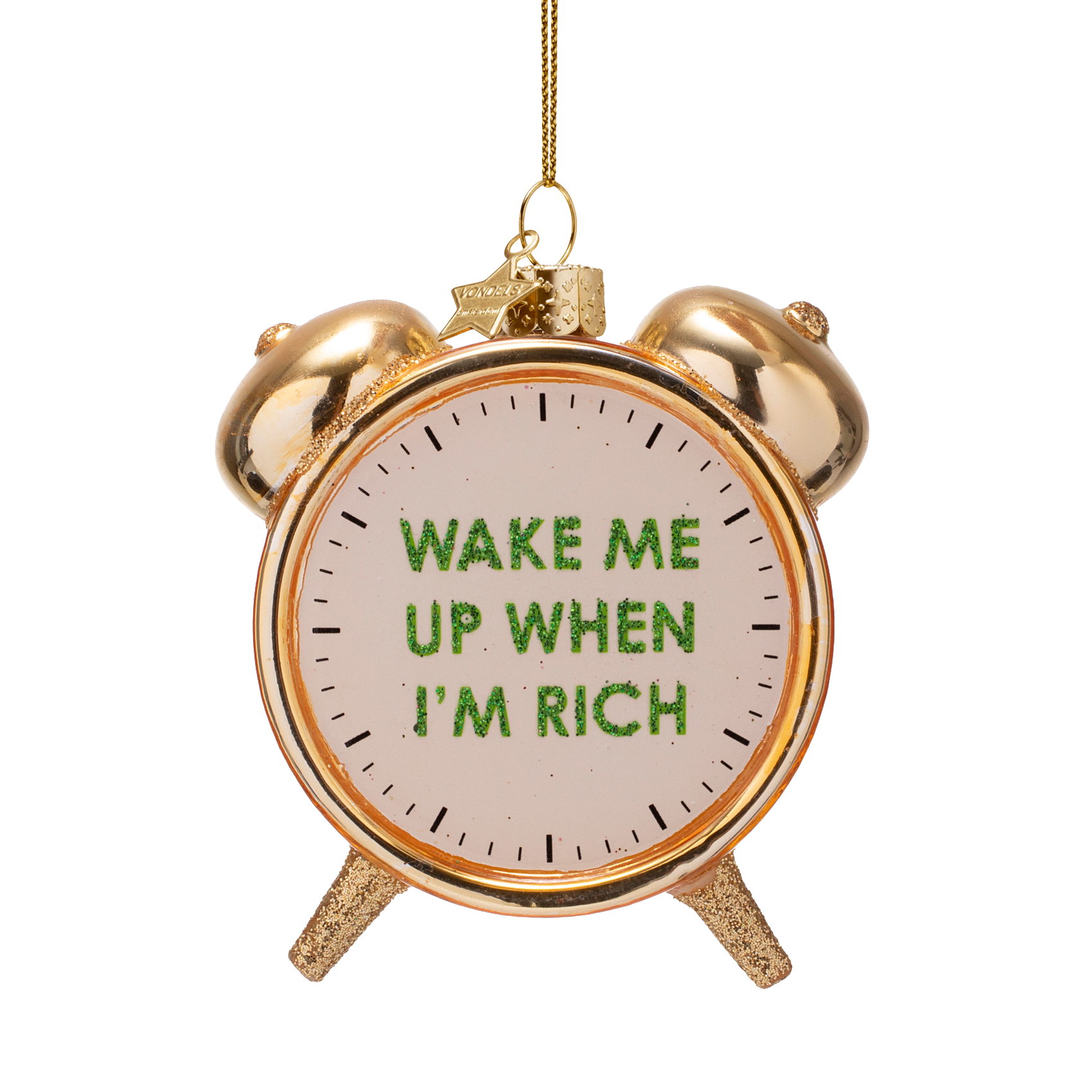 Christmas Ornament Alarm Clock Gold - Vondels
