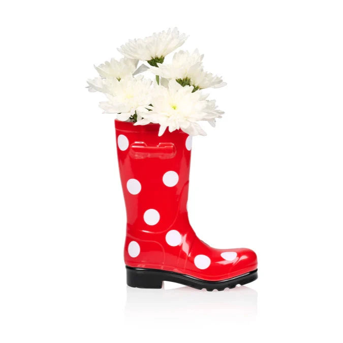 Vase Gummistiefel Rot - Gebissen