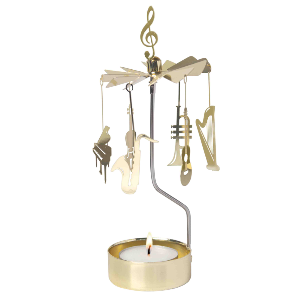 Rotating Tealight Holder Musical Instruments Gold - Pluto