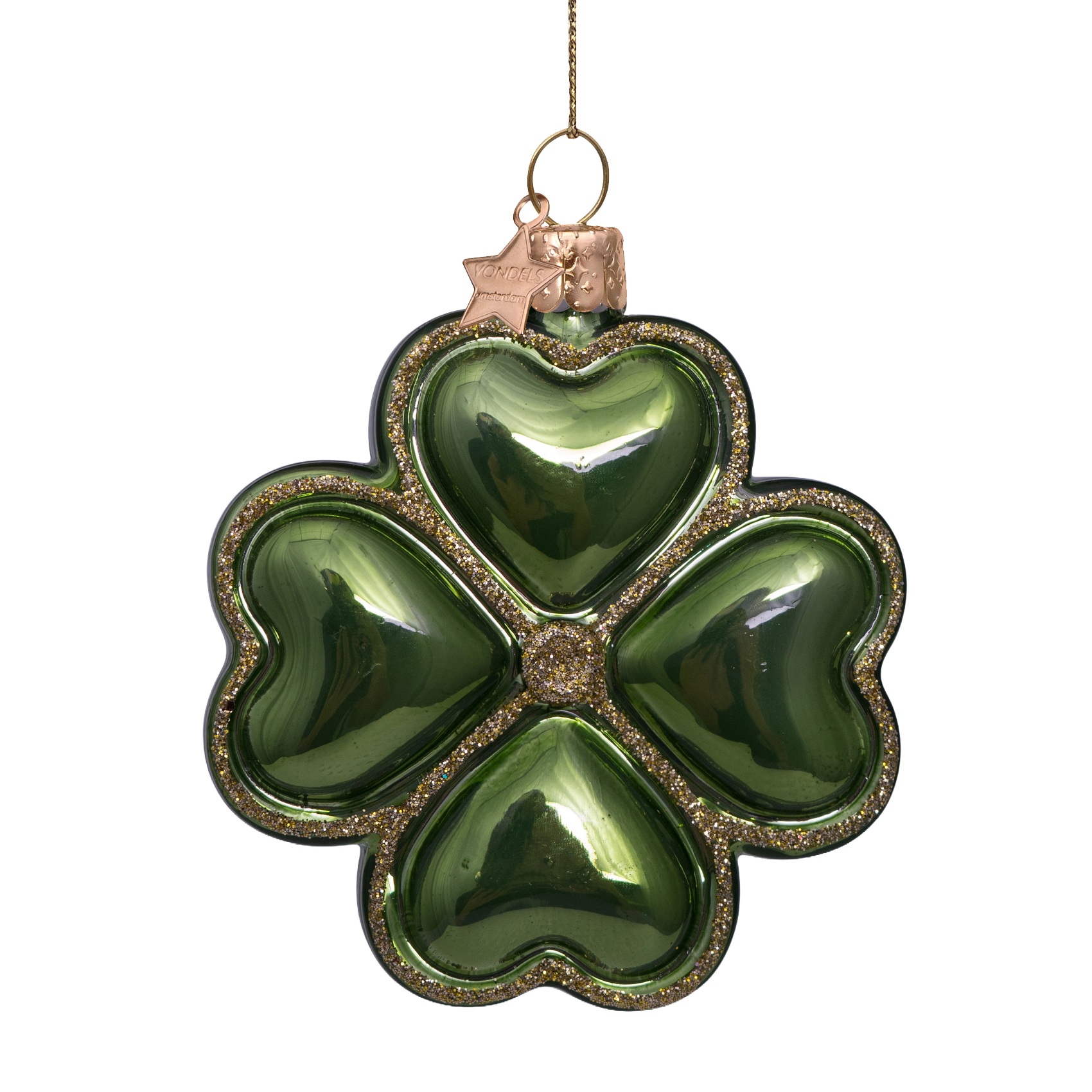Kerst Ornament Klavertje Vier Groen - Vondels