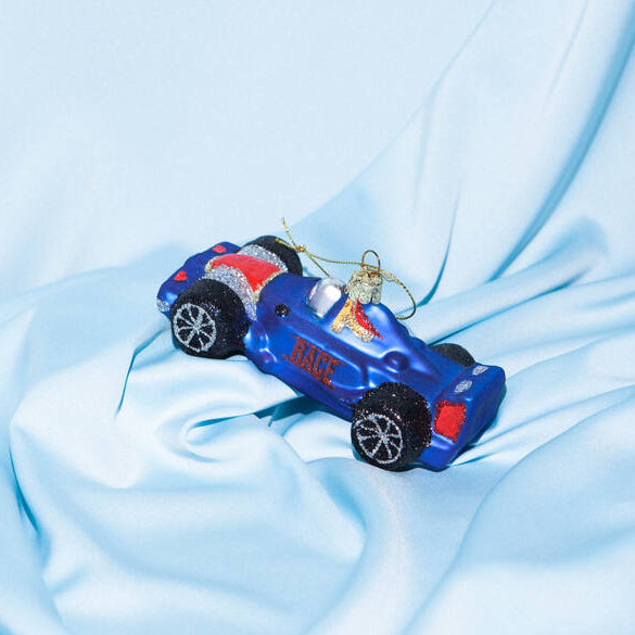 Kerst Ornament Raceauto Blauw - Vondels