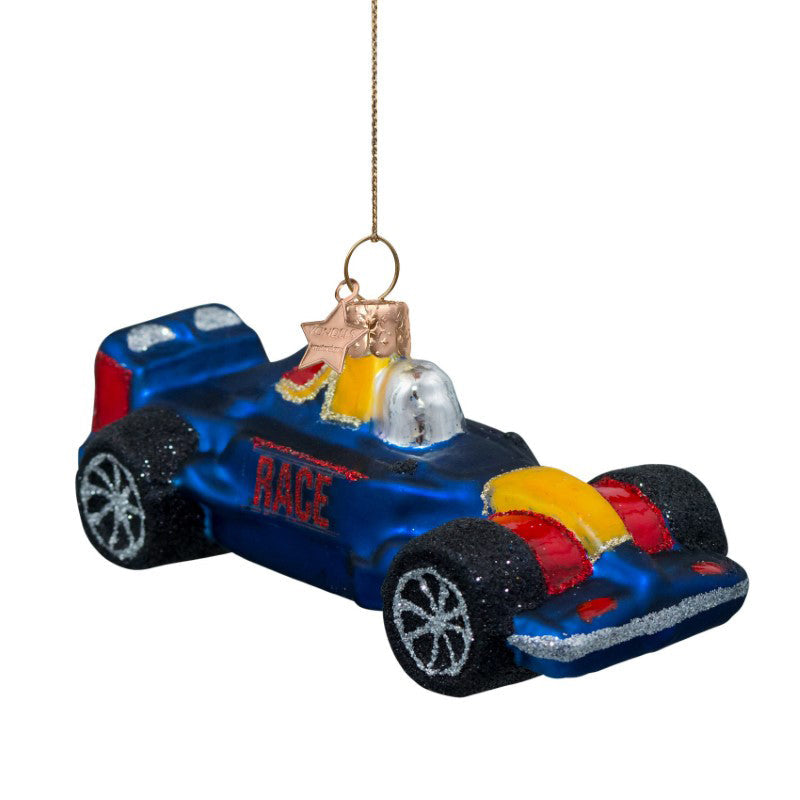Kerst Ornament Raceauto Blauw - Vondels
