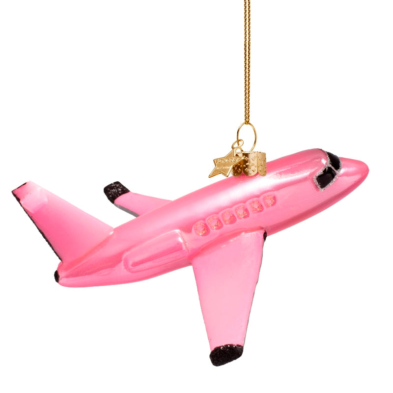 Kerst Ornament Roze Vliegtuig – Vondels