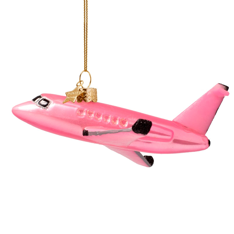 Kerst Ornament Roze Vliegtuig – Vondels
