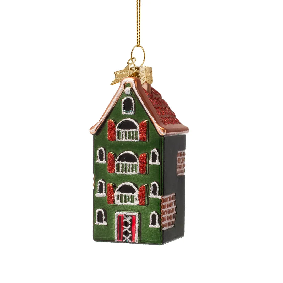 Kerst Ornament Grachtenpand Groen - Vondels