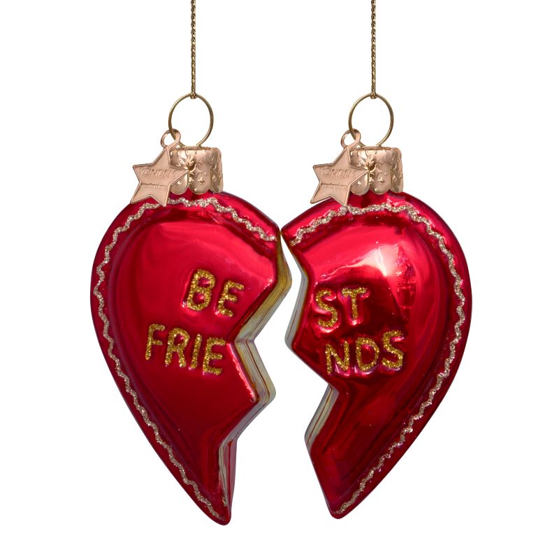 Christmas Ornament Set Best Friends Heart – Vondels