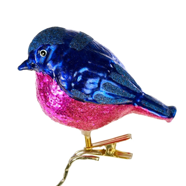 Kerst Ornament Vogel Blauw Roze