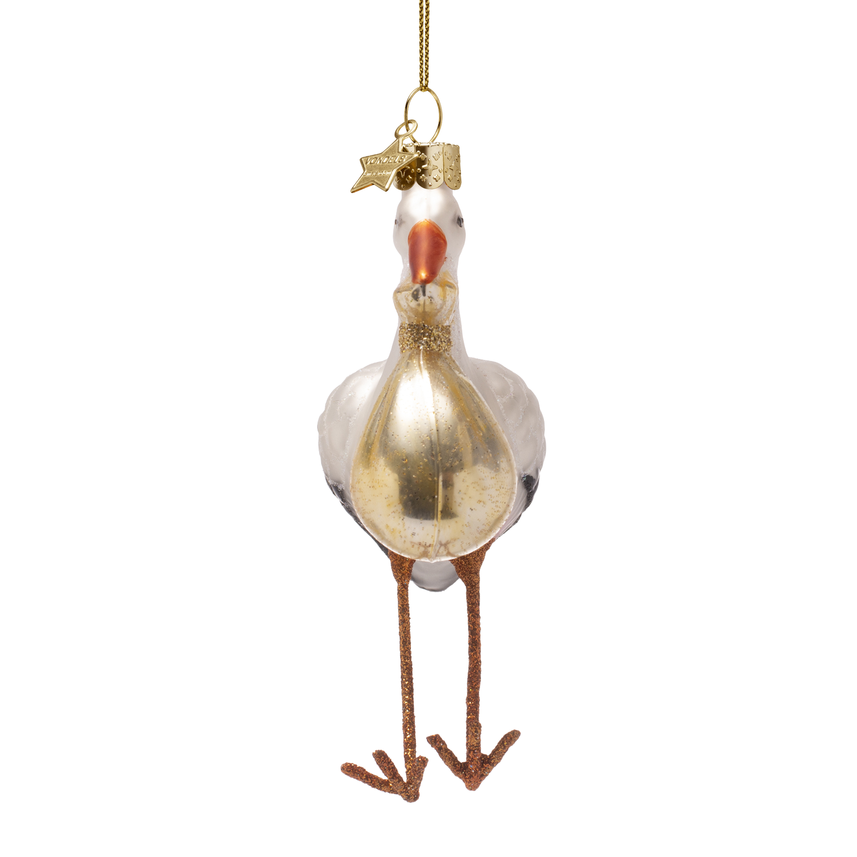 Christmas Ornament Stork with Baby Gold - Vondels