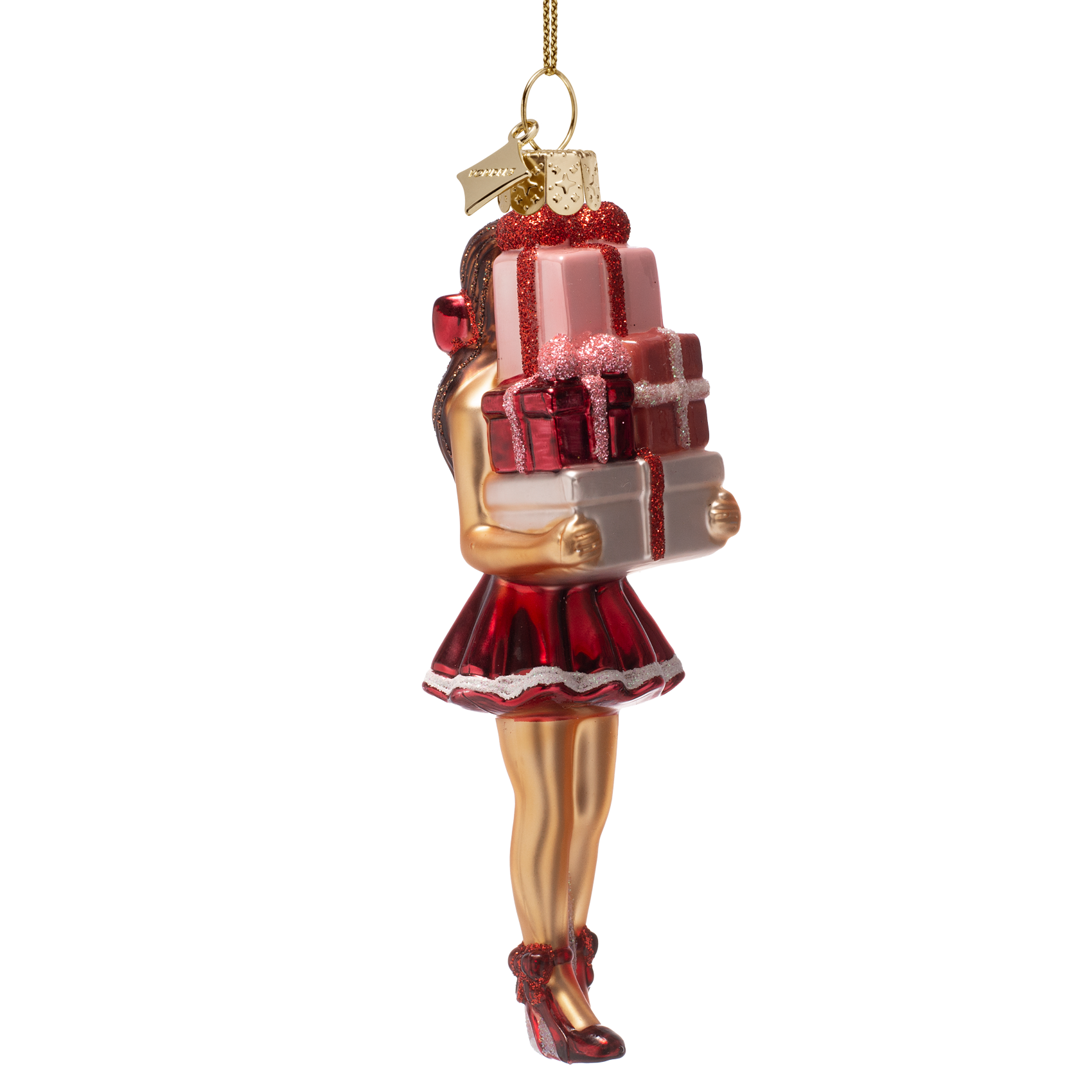 Christmas Ornament Girl with Gifts - Vondels